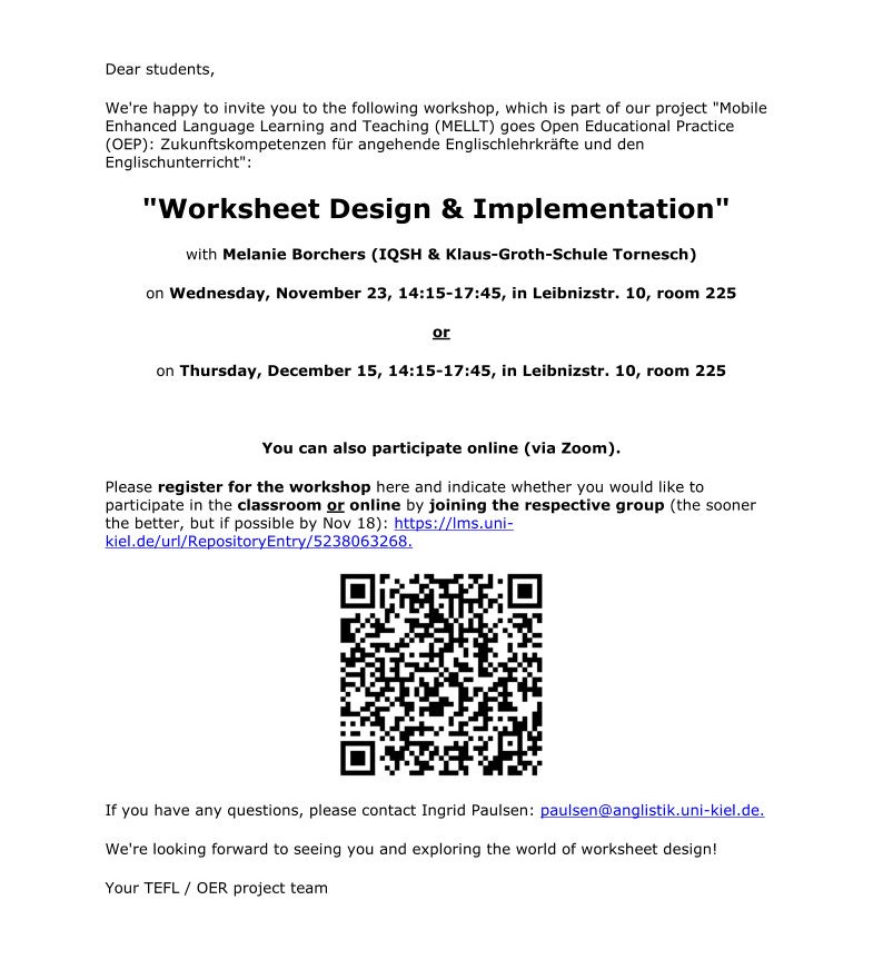 Flyer for a workshop entitled 